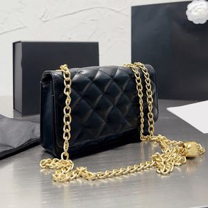 22K Womens Crush Pearl Beads WOC Wallet Bags With Gold Metal Chain Crossbody Shoulder Purse Turn Lock Diamond Lattice Multi Pochette Pouch Designer Handbags 20CM