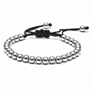 Strand högkvalitativ handgjord kopparpärla flätad macrame charm wrap cord pärlstav armband armband justerbart rep för män kvinnor smycken