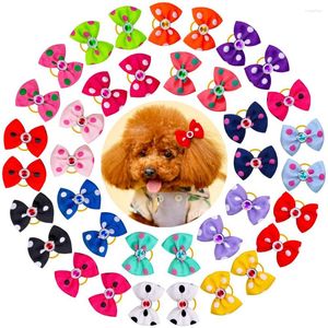 Dog Apparel 20pcs Dot Style Pet Large Bows Hair Diamond Accessories Rubber Bands Decorate For Small