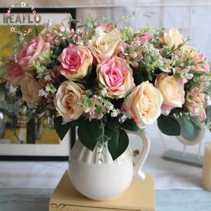 Dekorative Blumenkränze, 1 Stück, DIY, europäische Kunstblume, 12 Köpfe, Rose, Hochzeit, Floristik, Party, Zuhause, 5 Farben