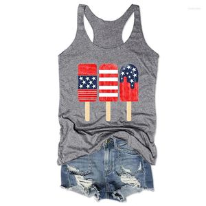 Kvinnors tankar American Flag Ice Tops 4 juli Red White Blue Clothes Independence Day Tank Memorial Black Top M