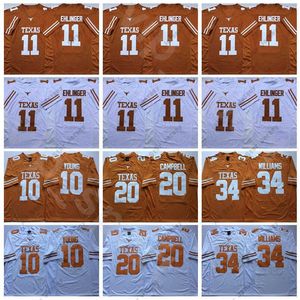 American College Football Wear College Texas Longhorns Football 20 Earl Campbell Jersey 34 Ricky Williams 11 Sam Ehlinger 10 Vince Young 7 Shane Buechele Yellow Whit