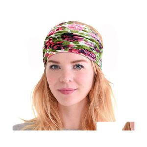 Headbands Printed Cotton Women Headband Stretch Turban Hair Accessories Headwear Yoga Run Bandage Hairs Bands Wide Headwrap Drop Del Ot3Wp