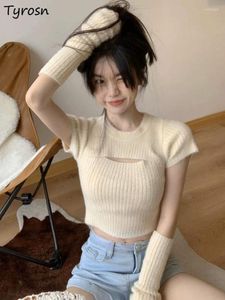 Kadın Sweaters Altakçıları Kadın Minimalist Saf Tasarım İnce Seksi İçi Boş Çıkış Yaratıcılık All-Match Mahsul Kırlı Kore tarzı Bahar Süvari