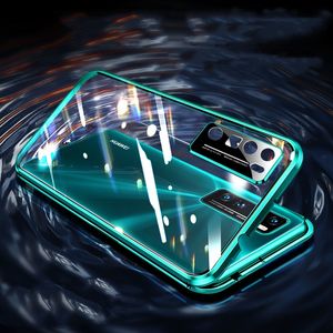 Dwustronne przypadki magnetyczne dla Huawei P40 P50 P50 P20 Lite Honor Mate 50 Pro Mate 40 Nova 9 Case Metal Glass Film Cover