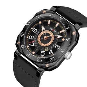 Orologi da polso Marchio di moda WEIDE Orologio sportivo da uomo Cinturino in pelle al quarzo 30m Uomo impermeabile Quadrante grande Orologi da lavoro Orologio Uomo