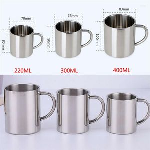 Tazze Tazza da caffè in acciaio inossidabile a doppia parete 220/300 / 400ml Tazza termica portatile Bicchiere da viaggio Brocca Latte Tè Acqua