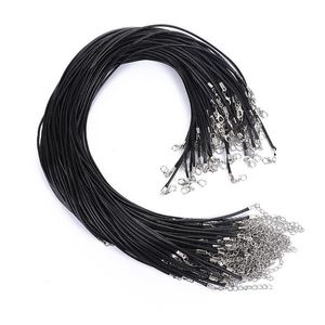 Choker Girocolli 10 Pz / lotto Cavo di Cuoio Nero Corda di Cera Catena Pendente Della Collana Per Fai Da Te Fatti A Mano Catenaccio Catenaccio di Gioielli Catene Girocolli