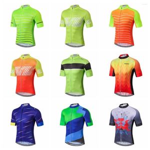 Giacche da corsa Maglia da ciclismo Uomo Bike Mountain MTB Camicie Manica corta Team Top Estate Abbigliamento da bici da strada Abbigliamento da equitazione Fluorescente