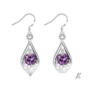 Dangle Chandelier 925 Sier Color Earrings Fashion Jewelry Elegant Woman Crystal Amethyst Engagement Christmas Gifts Drop Delivery Dhvfk