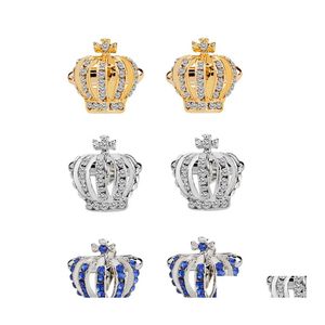 CUFF LINKS CRISTAL CROWN CUFFLINKS Mulheres Gold Sier esmalte de esmalte franc￪s para homens noivado de casamento J￳ias de j￳ias BK Drop Deliv Ot6mx