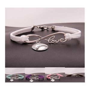 Charm Bracelets Fashion Softball Baseball For Women Mens Ball Sports Lover Love Infinity Veet Wrap Bangle Diy Jewelry In Bk Drop Deli Otte8