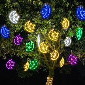 Strings Moon Star Shape String Light Albero di Natale Fata Hanging Lights Outdoor Garden Garland Party Backyard Decor