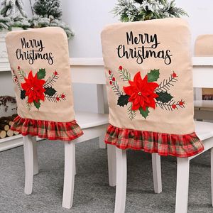 Chair Covers Christmas Decorations Home Big Red Flower Linen Cover Stool Restaurant Atmosphere Dress Up