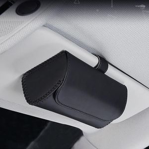 Interior Accessories Car Hand-sewn Glasses Case Sun Visor Storage Box In-car Use Card Clip Bill Folder Sunglasses