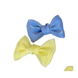 H￥rklipp Barrettes Korean Sweet Solid Color Bows Clip for Kids Girls Boutique Handgjorda h￥rn￥lar Barrette Headwear Hairs Accessor OT7XW
