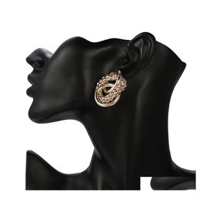Dangle żyrandol 3 kolory punkowy metal proste pokręcone okrągłe kolczyki unikalne modne złoto sier kolor kropla biżuteria dostawa dh5nk