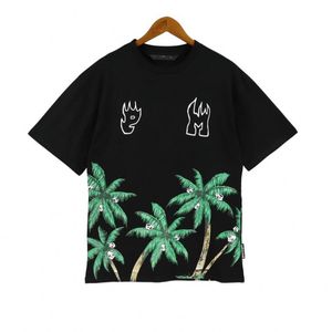 Erkek T shirt Palmtree baskı Tee Pamuk Yuvarlak Yaka gevşek Hip Hop Kısa Kollu T-Shirt Moda Erkekler Rahat Alfabe baskı T-Shirt