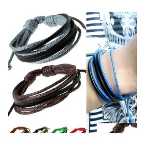 Bracelets de charme BK BK MADO MTI MTI Camada Couro de couro com camadas Vintage Vintage Retro ajust￡vel Pulseira de pulseira para homens Mulher Moda