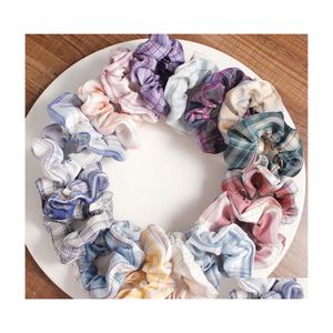 Ponny Tails Holder Women Stripe Plaid Scrunchies Autumn and Winter Fashion Scrunchie For Girls Ponytail Holders Hair Ring Accessories DHNSC