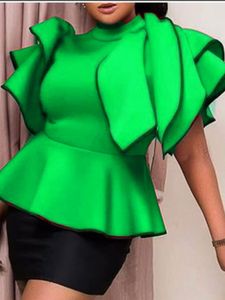 Women's Blouses Shirts Women Blouse Green Tops Ruffles Sleeves Peplum Elegant Party Christmas Event Fashion Evening Celebrate Stylish African Bluas 230204