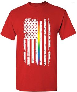 2023 Summer Men's American Flag Stripe Tee Shirt - Cool All Cotton Short Sleeve pride shirts for Adults