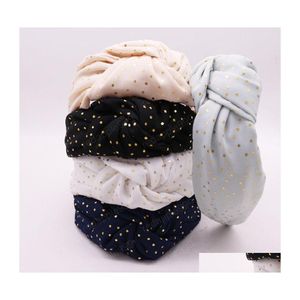 Headbands Women Girls Satin Gold Foil Knot Hairband Knotted Headband Adt Hair Accessories Drop Delivery Jewelry Hairjewelry Dhq2T