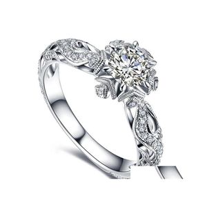 Solitärring Moderne Mode Frauen Trend Weißer Kristall Zirkon Verlobungsdesign Ringe Für Dame Hochzeit Schmuck Geschenk Drop Lieferung Otuzg