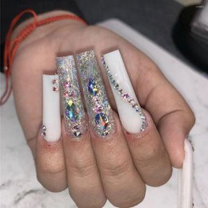 False Nails Ballerina Manicure Tool Detachable Full Cover Wearable Nail Tips Rhinestone Coffin French Fake