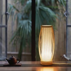Lampy stołowe Sypialnia ciepła lampa nocna japońska herbata zen tatami wystrój żywy bambus sztuki światła biurka