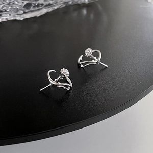 Backs Coldings Ventfille 925 Sterling Silver Rose Ear Clip dla kobiet Trendy Elegancka prosta biżuteria panny młodej 2023 Drop