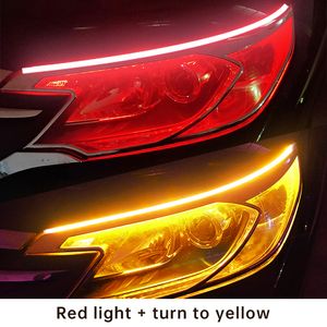 2 szt. LED DRL samochodowe światła do jazdy dziennej elastyczny wodoodporny pasek reflektory samochodowe biały kierunkowskaz żółty hamulec 12V