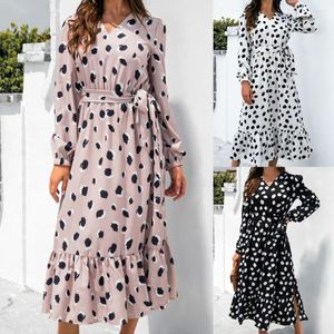 Casual Dresses One-Piece Dress Fashion Women'S Summer Elegant Long Sleeve Polka Dot Printing Ladies Vestido De Mujer