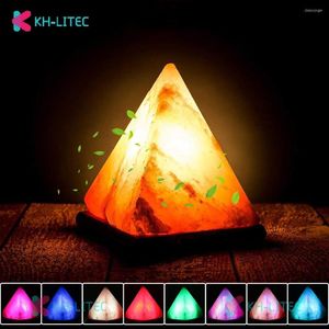 Nattljus Khlitec Triangle USB Saltlampa hand snidad renare ljus träbas himalaya färgglad naturlig kristallrock