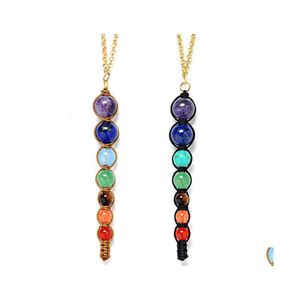 Pendant Necklaces Lava 7 Yoga Chakra Natural Stone Necklace Reiki Healing Nce Buddha Power Inspirational Jewelry For Women Gift Drop Dhnl2
