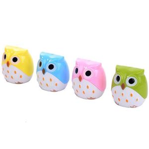 Pencil Sharpeners uocho 24pcs Double Hole Owl Pencil Sharpener School Stationery Knife Pencil Sharpener Children Creative Stationary Wholesale 230203