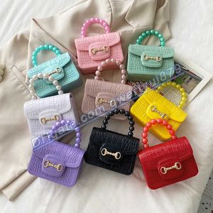 Totes Fashion Mini Handbags PVC Crossbody Coin Purso Patrón de cocodrilo Bolso Pearl Bag Bag Bail de gelatina pequeña para niña Al por mayor 020423H
