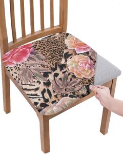 Housses de chaise rose Floral peau de léopard Texture siège coussin extensible salle à manger housse housses pour la maison El Banquet salon