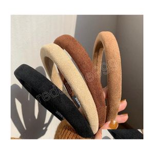 Bandas da cabe￧a O outono da moda para mulheres casuais camur￧a lateral de tecido de cabelo cl￡ssico de viagens de turbante para festa de cabe￧a entrega de j￳ias de j￳ias dhvd4