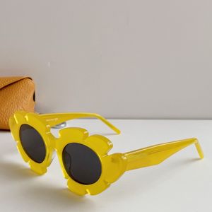 デザイナーフラワーサングラス女性用イエローグレーレンズサニーサングラス Sonnenbrille シェード gafas de sol UV400 メガネボックス付き