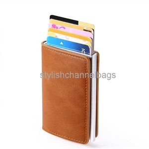 Plånböcker RFID Blockeringsskydd Men ID Kreditkort Holder Wallet Läder Metal Aluminium Business Bank Case Cell Creditkort Korthållare 0204/23