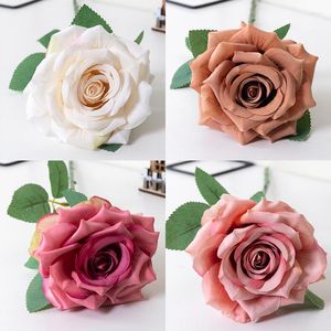 Dekorative Blumen Single Big Flower Head Seide Künstliche Rose Hochzeitsfeier Dekoration Bouquet Room Garten Tisch Top DIY FAKE FAKE