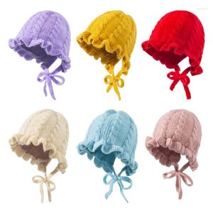 Hats Baby Girls Knitted Hat Soft Warm Cute Solid Lacing Ruffled Casual Daily Winter Cap