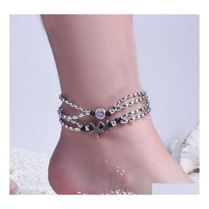 Anklets Jewelry Fashion Vintage Starfish Runes String Knot Foot Ring a sospensione Cadella Cadella Deliverità Caviglie