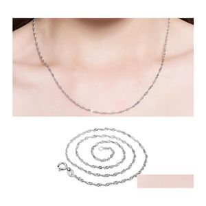 Ketten 925 Sterling Silber Glatte Wasserwelle Frauen Luxus Halsband Halsketten Modeschmuck in BK Größe 16 18 20 Zoll Drop Lieferung Stift Oth4S