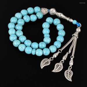 Strand grossist Islam 10mm bönpärlor Islamiska halsband Mala 33 Rosary Turquoise Meditation Healing Armband Muslim Tasbih