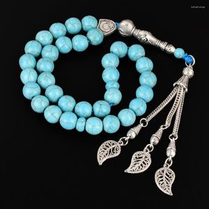 Strand Islã por atacado 10mm Miã de oração de colares islâmicos Mala 33 Rosário Meditação Turquesa Cura Bracelete Muçulmano Tasbih