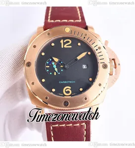 SJF BD1 Fasm￥ne 8217 Automatisk herrklocka Lysande svart urtavla rosguldfodral brunt l￤der rem diver herrar 44mm klockor twbe timezonewatch e47b