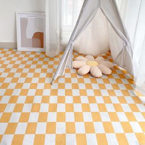 Mattor Checkerboard matta modernt soffbord golvmatta för vardagsrum nordiskt grönt och vitt nät sovrum flicka sängplats