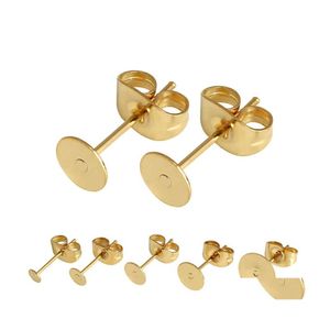 Stud Gold Plated Flat Bottom Ear Pin Studs Diy Earrings Supplies Jewelry Findings Set Copper Material Accessories Drop Delivery Otszt